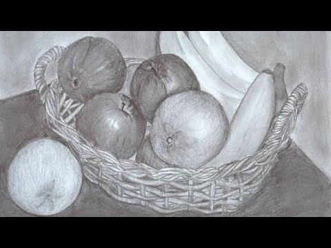 Easy drawing and shading of a fruit basket study only in 3minutes