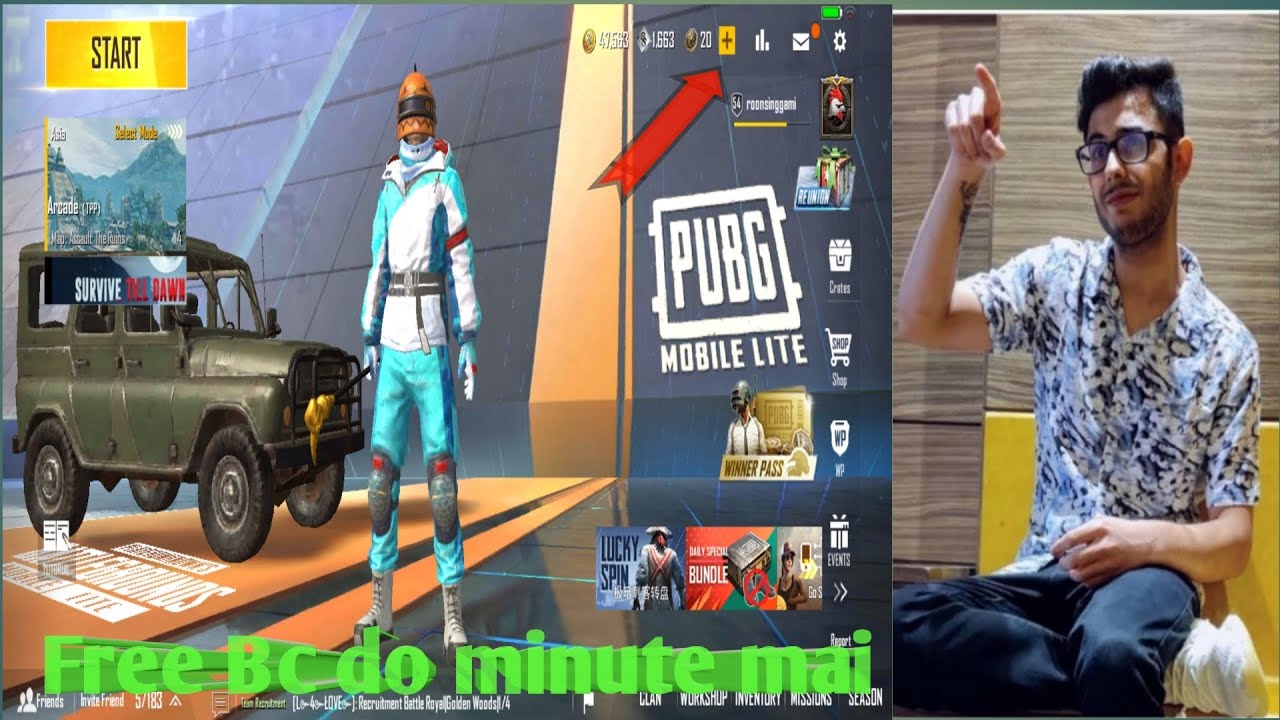 Pubg lite mai free bc kaise le in hindi| how to get free bc in pubg mobile lite| free bc 1000|