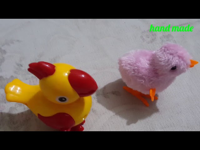 Pom pom chicken/ pom pom chicks/ yarn chicken baby chickens run yellow toy.mimi world little pets