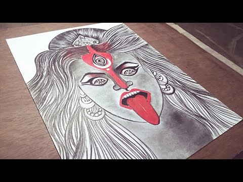 Easy Maa kali Drawing | Angry Kali Mata Drawing | Kali Thakur Drawing | Step By Step
