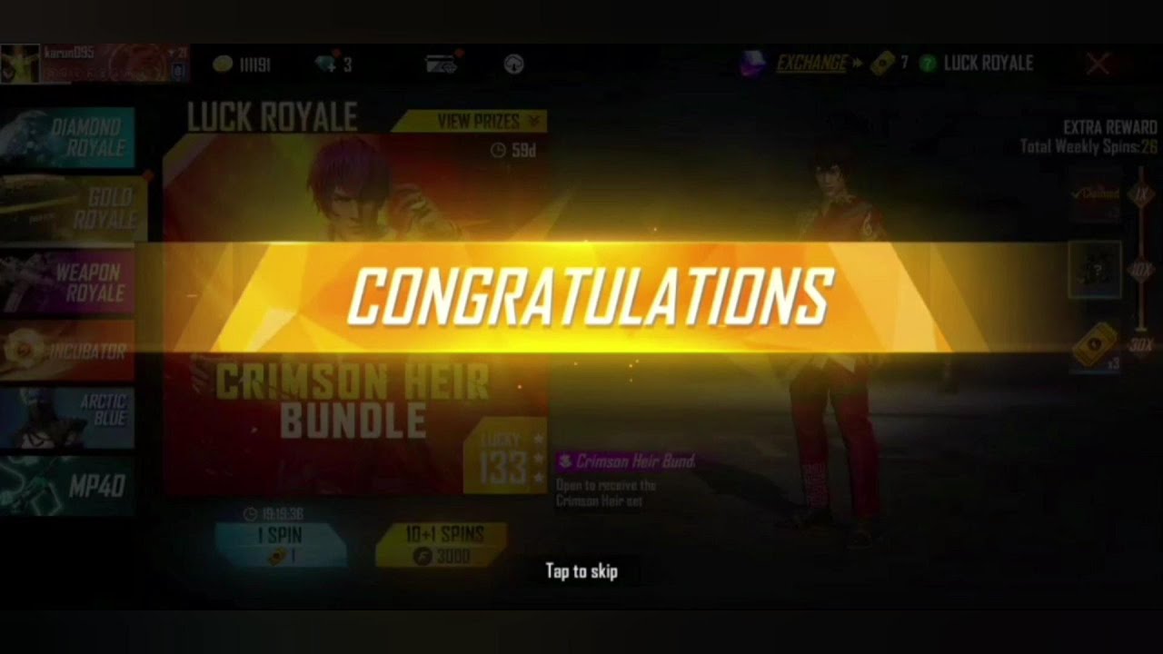 I got gold royale bundle only in 20 spins?#freefire #gaming #1headshots