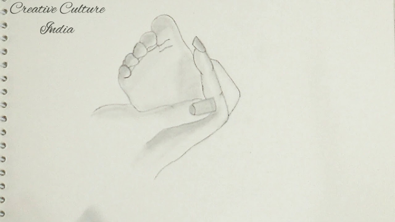 beautiful pencil sketch of mother hand holding baby feet || pencil sketch || love drawing