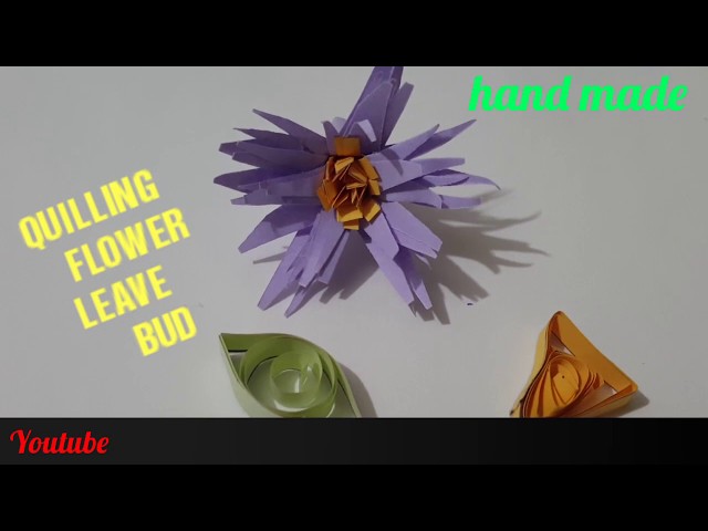 How to make paper quilling FLOWER,bud,LEAVE/Easy origami flowers for beginners making/daisy tutorial