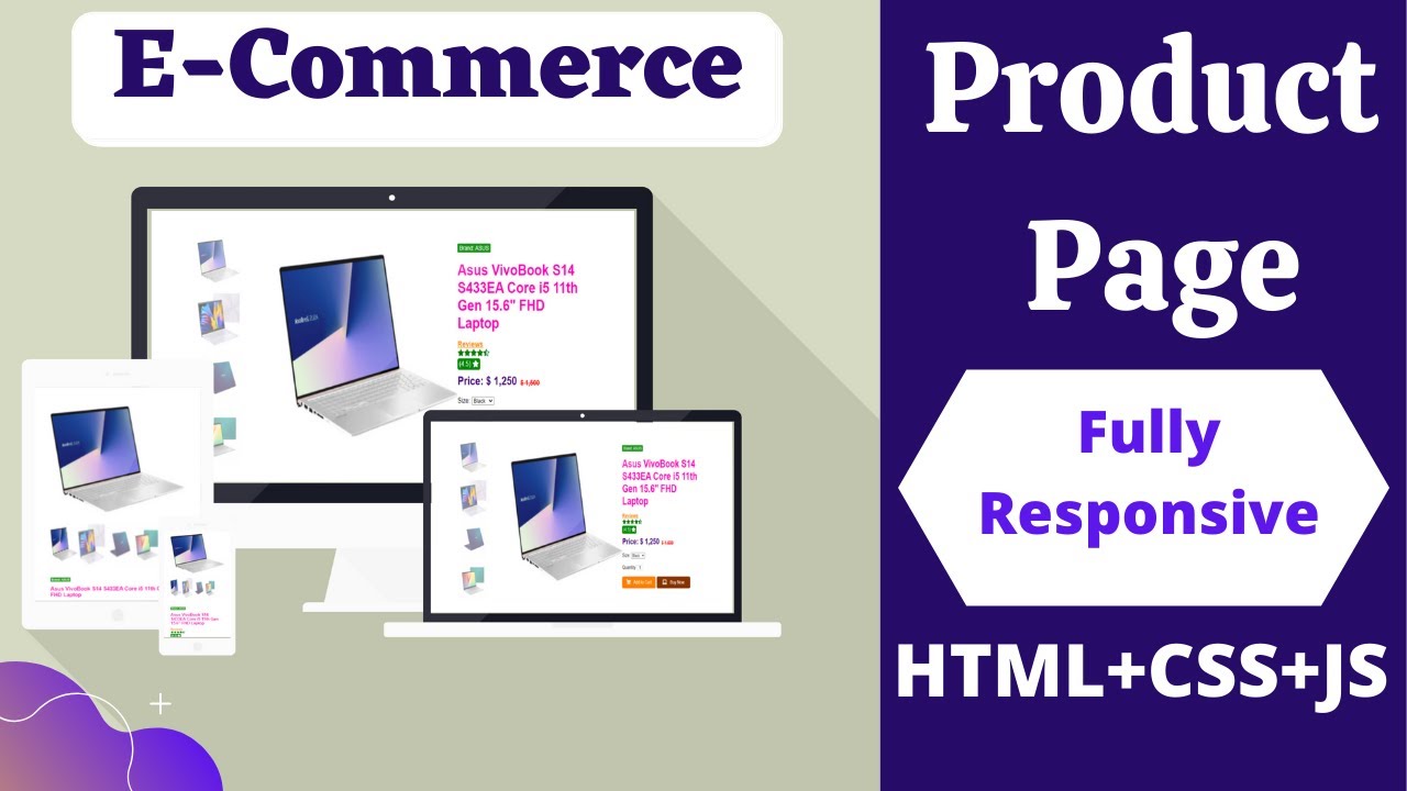 How to create Ecommerce product page by using HTML, CSS and JS