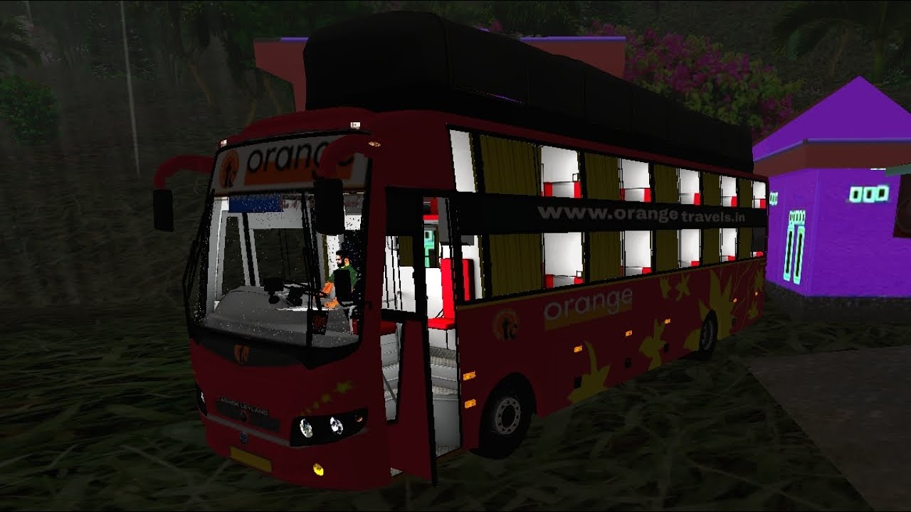 Orange bus (Red) livery download HD for BV Maxima Sleeper Mod Karnataka private sleeper bus livery