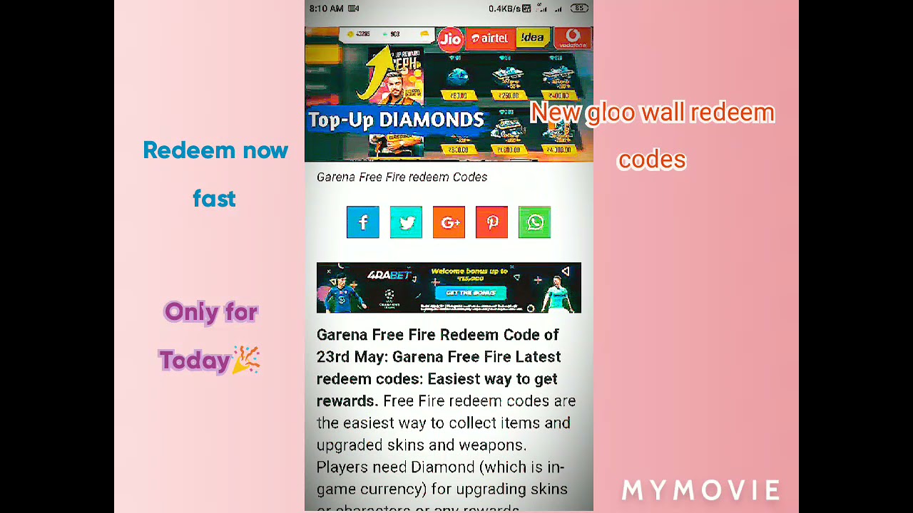 New free Gloo wall redeem code 26May only for today