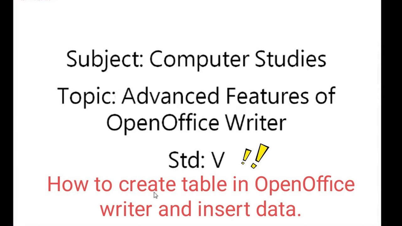 Class-5th// computer subject/Advance features of OpenOffice writer//How to create table/insert data