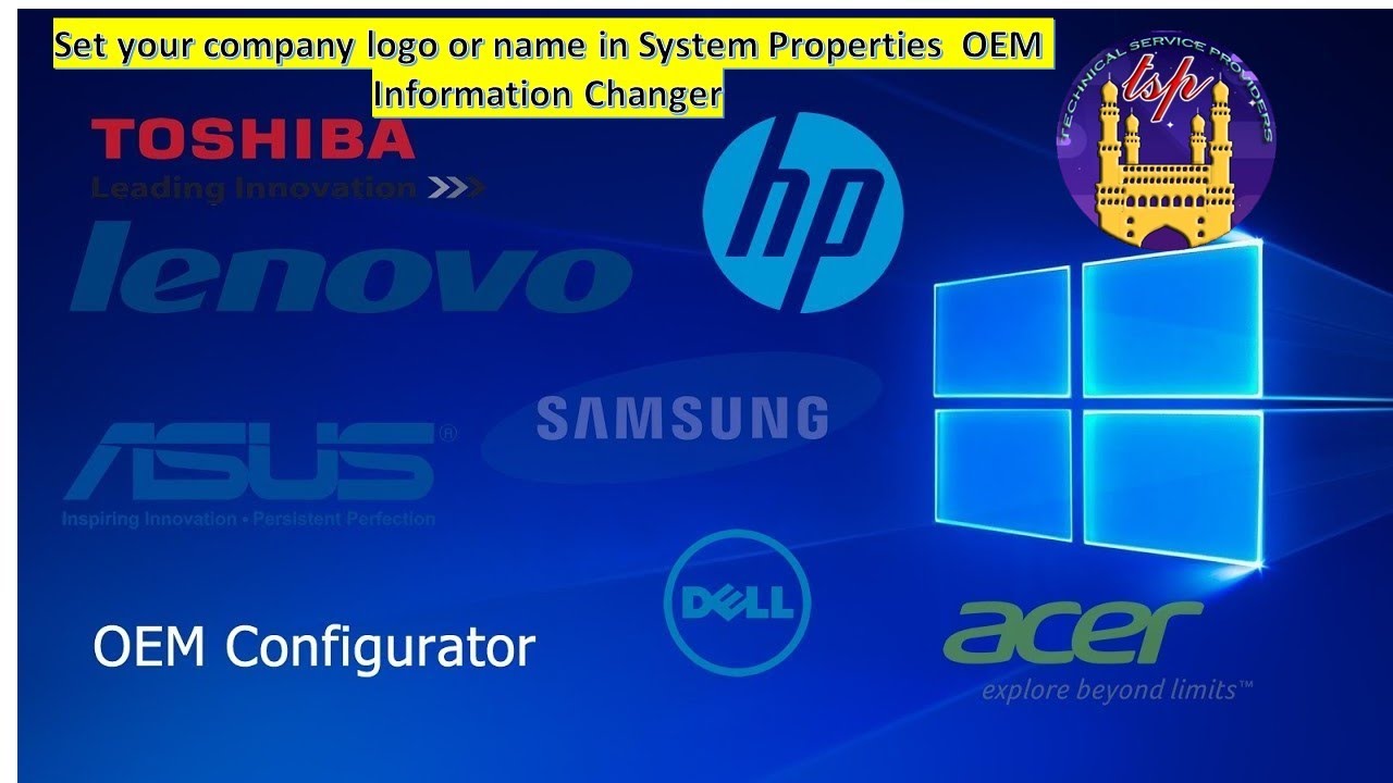 How to Set your company logo or name in System Properties  OEM Information Changer.