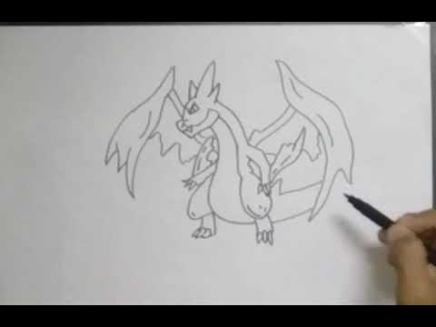 Drawing of Mega charizard Y from Pokemon / easy drawing / RR. ART & CRAFT.