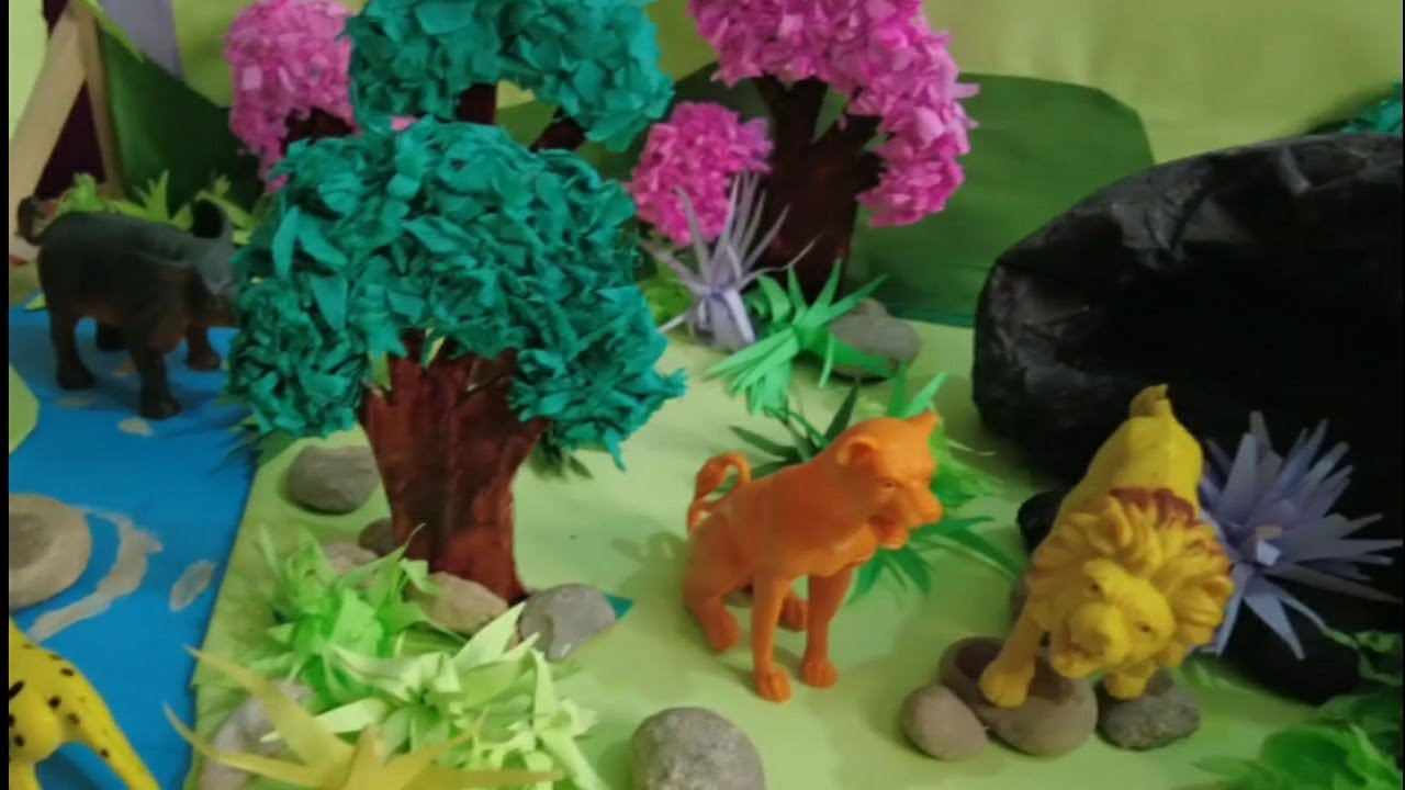 SCHOOL{JUNGLE PROJECT }Forest Model Model FOREST\JUNGLE FOR SCHOOL PROJECTS IDEAS WITH WILD ANIMALS