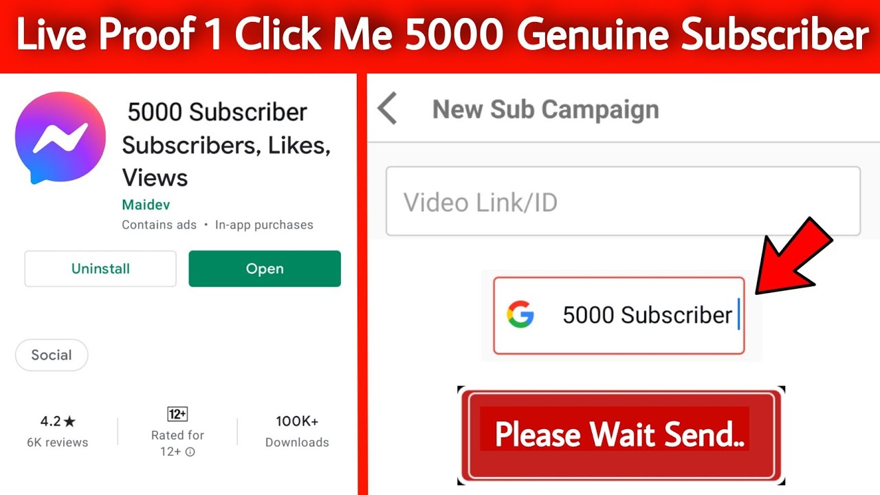 Live Proof? 1 Click Me 5000 YouTube Subscriber - Subscriber App 2021