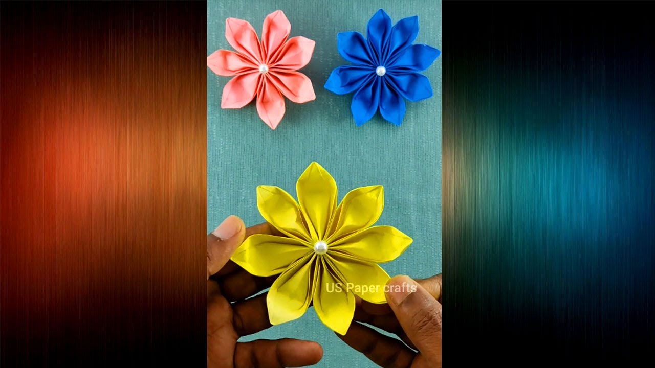 Paper craft flowers for wall decoration I paper craft flowers easy I Origami Paper Flowers