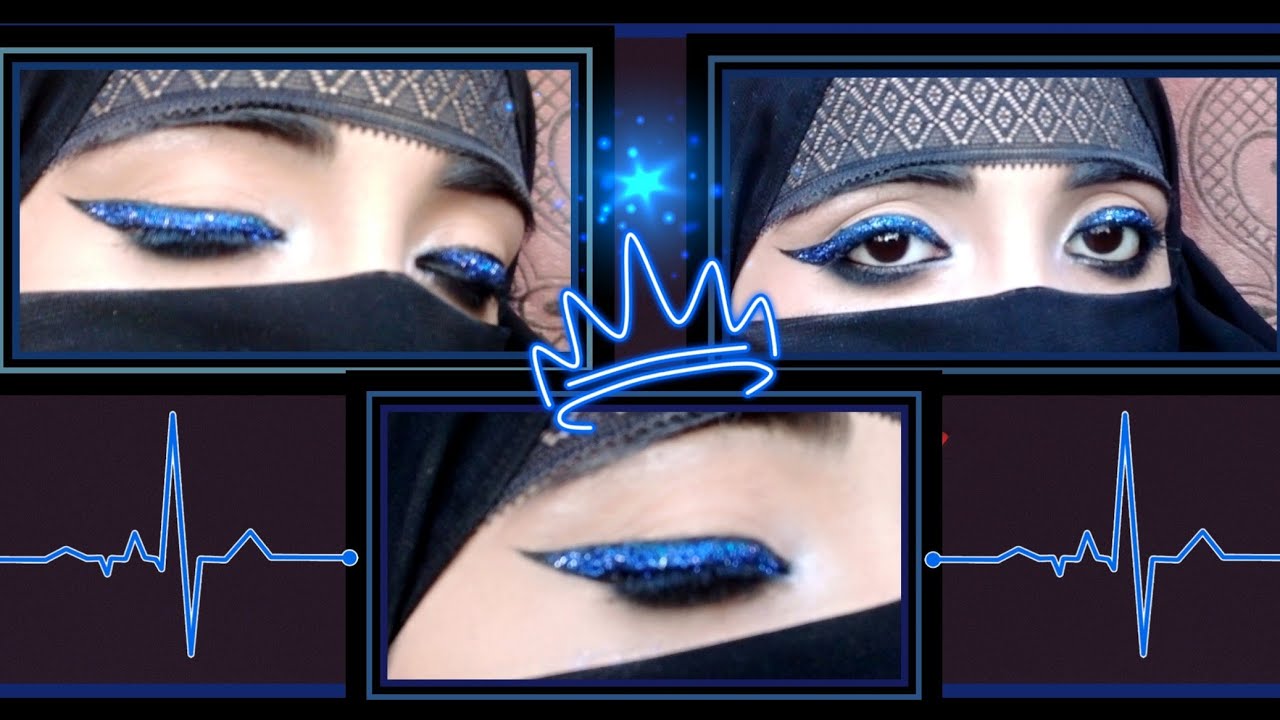 creative eyeliner look ❤️ blue glittery eyeliner tutorial.