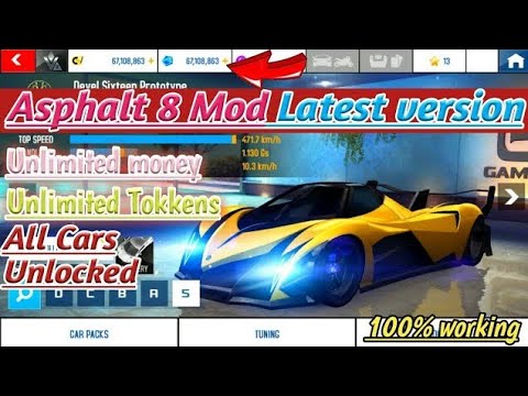 asphalt 8 mod apk unlimited token |  and  unloading all car and bikes |  part 1 |