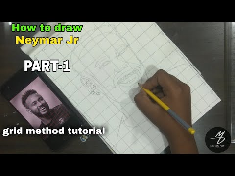HOW TO DRAW NEYMAR JR |||• grid method rough sketching|||• PART-1|||•√