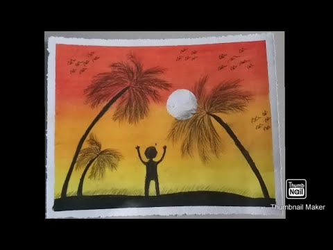 A Boy say welcome summer// summer drawing with Oil pastels//Easy drawing//Oil pastels drawing //
