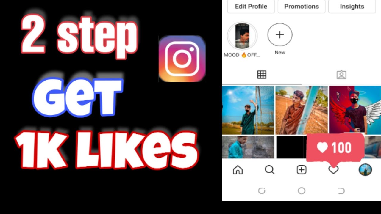 2 step get 1k likes for Instagram with give away
