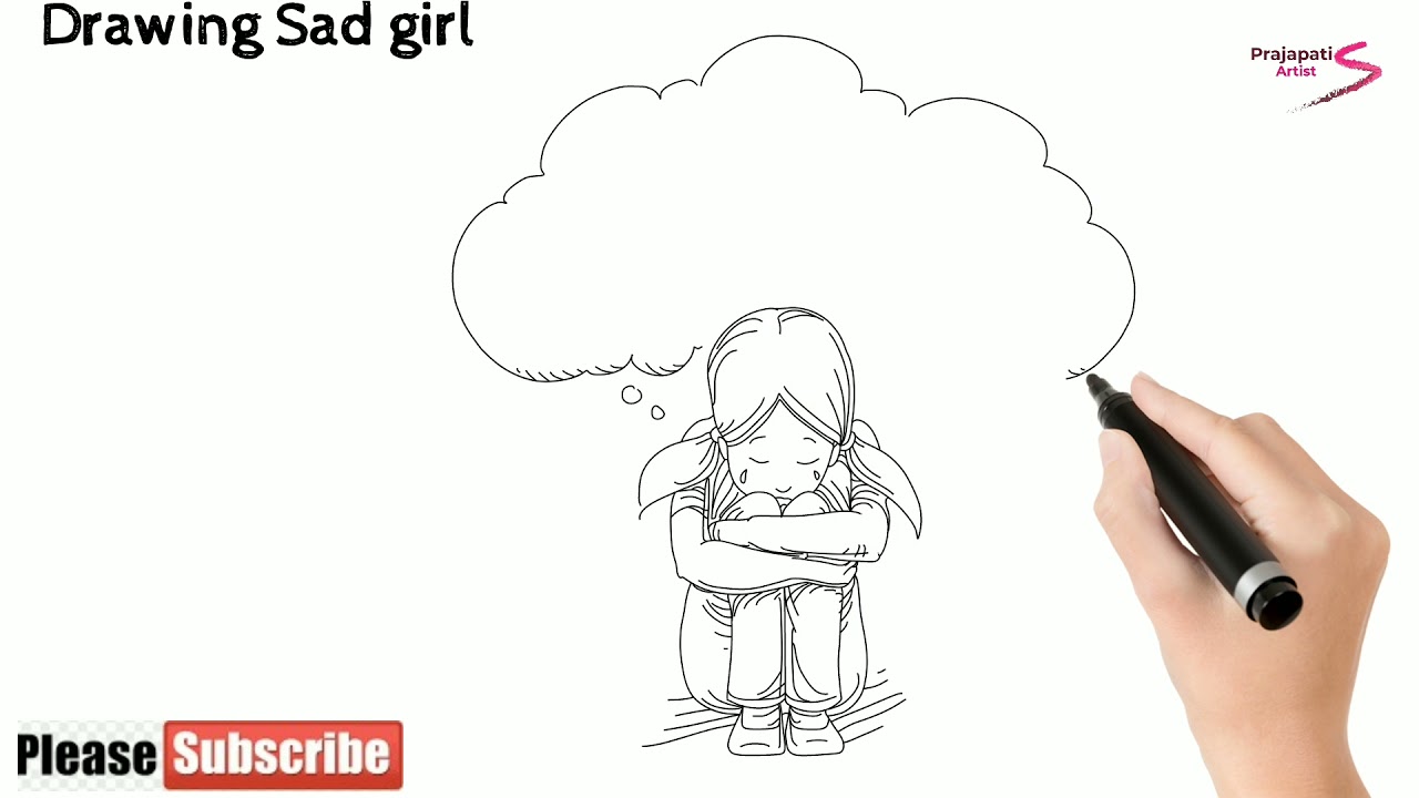 how to draw sad girl | sad girl drawing step by step | sad girl drawing