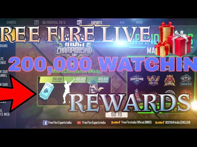 FREE FIRE 200,000 LIVE WATCHING REWARD ||FREE FIRE|| FREE FIRE TODAY REDDEM CODE