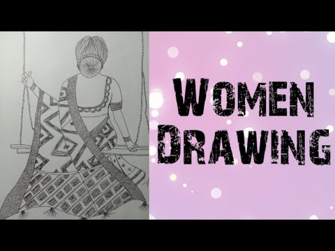women on swing drawing ??/ Art Kartik 1k