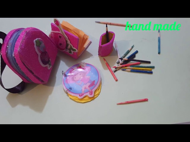 How to make school accessories mini doll tutorial strawberry shortcake,bag,colours,books and more