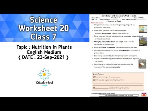 Science Worksheet 20 Class 7 English Medium { DATE : 23-Sep-2021 } | Education First | Ayush