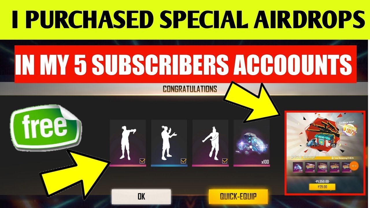 I PURCHASED SPECIAL AIRDROPS IN MY 5 SUBSCRIBER ACCOUNTS | DELITE FF
