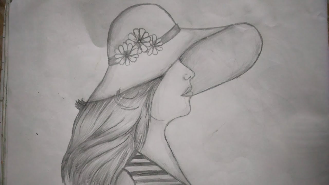 Sketch of a girl with hat