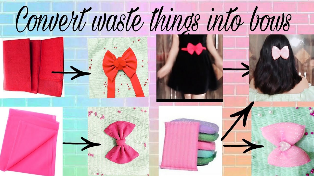 Diy bows from left over cloths / old fabric / waste things