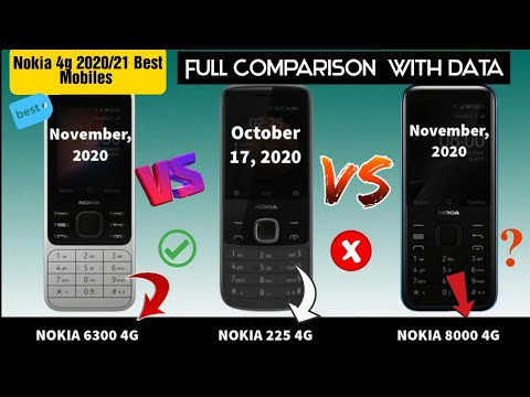Nokia 4g Mobile Comparison 2021/Nokia 6300 4g/Nokia 225 4g /Nokia 8000 4g /Price, display many more.