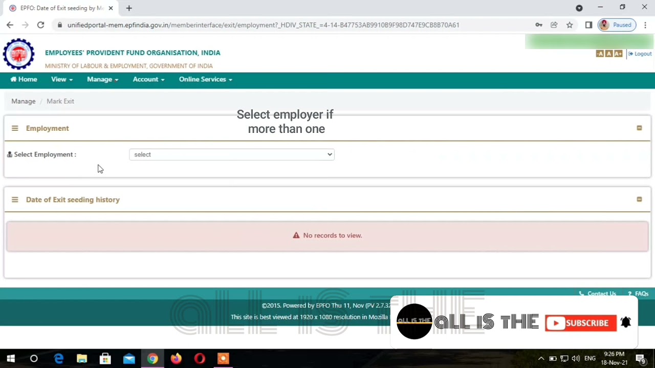 How to update date of exit in EPF without employer online