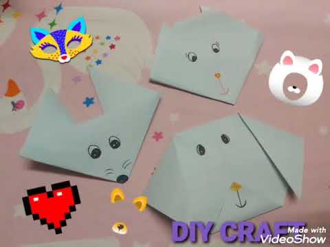 how to make a paper origami/very easy /paper dog ,cat ,fox/fun craft/make at home /click and craft