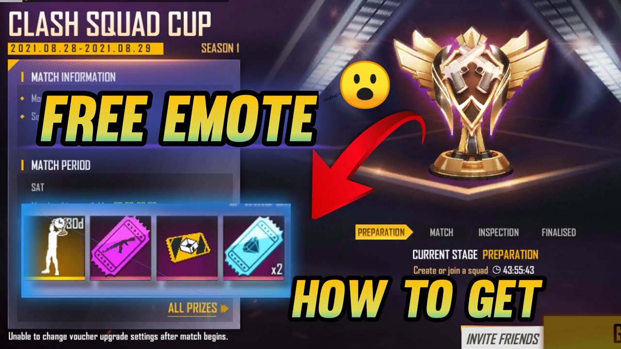 How to register free fire clash squad cup || free emote ? ||??