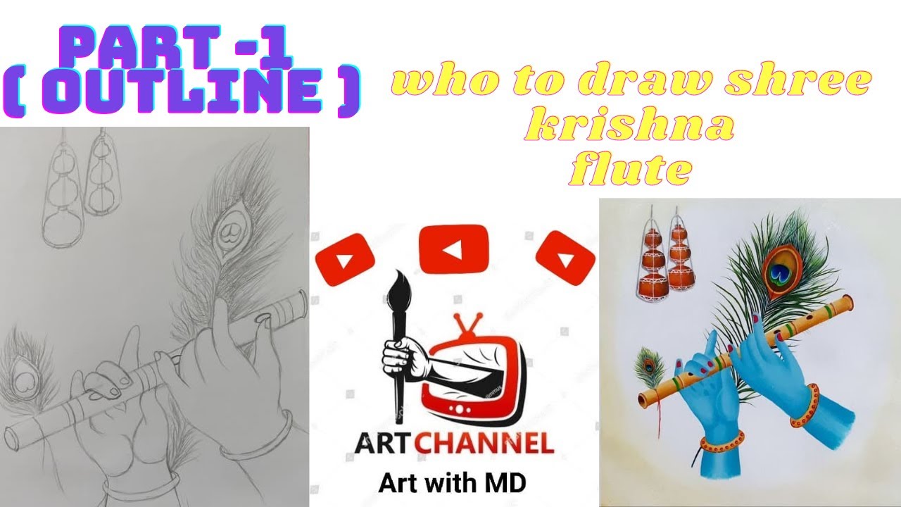 How to draw shree Krishna's flute | (Tutorial) part -1  outline .