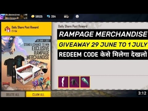 Rampage Merchandiser giveaway  free fire/ Instagram giveaway free fire
