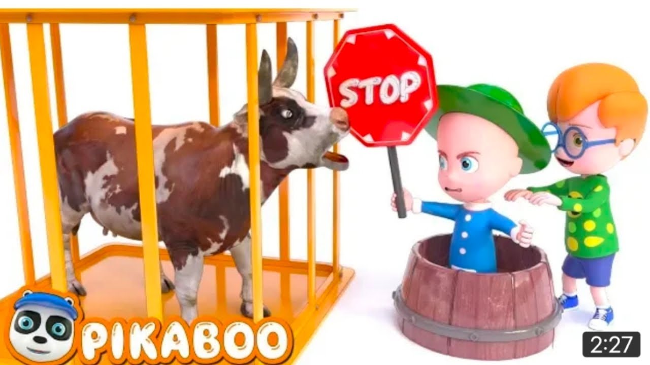 BABY CATCHING WILD COW | Animals Cartoon for kids | Pretend Play with Wild Animals