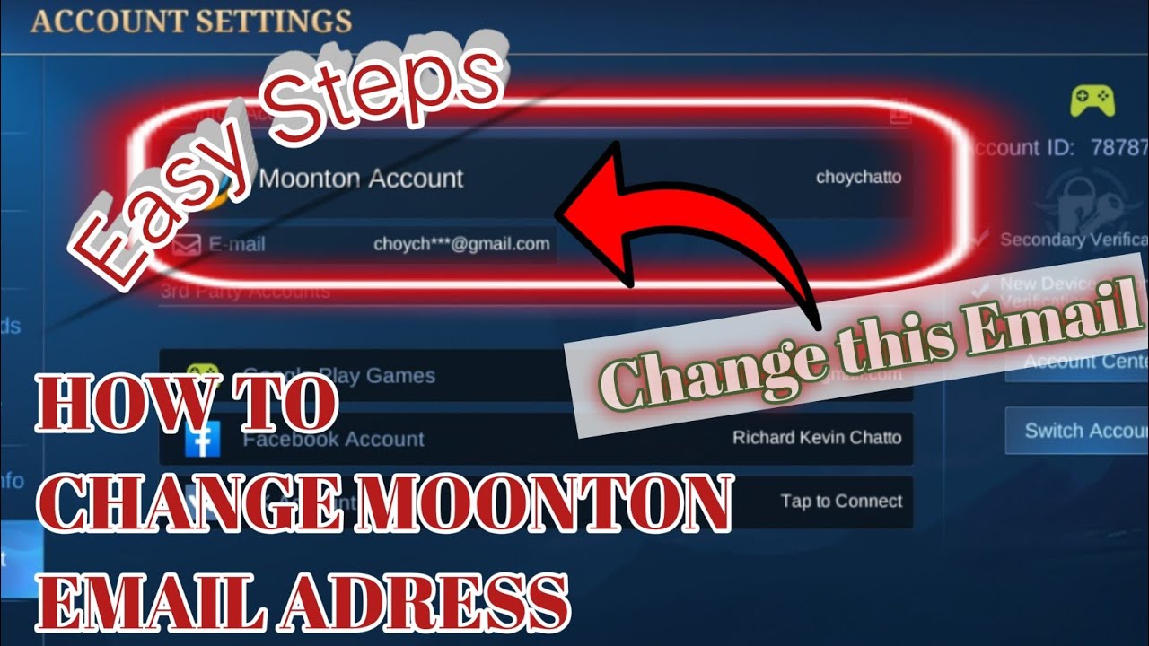 How to Change Moonton Mail/Email ? using Gmail account in Mobile Legends | Tutorial2021