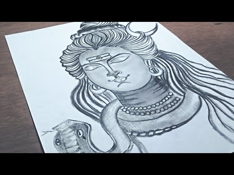 How to draw a beautiful pencil shading sketch of Load Shiva || Load Shiva Face Drawing ||