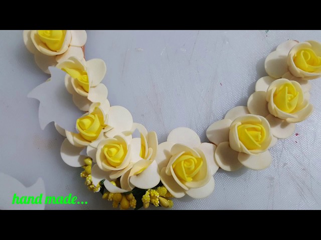 How to make artificial flowers stylish mehndi bride NECKLACE tutorial  simple and easy style...