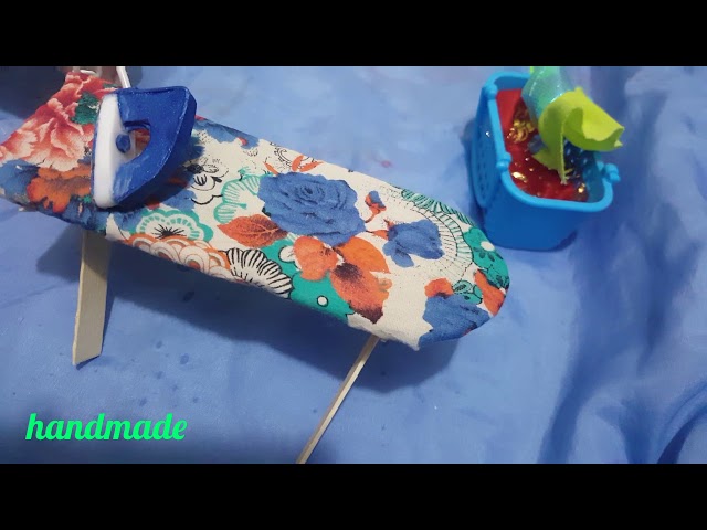 How to make miniature doll ironing board/doll house/ barbie ironing stand iron board tutorial miniat