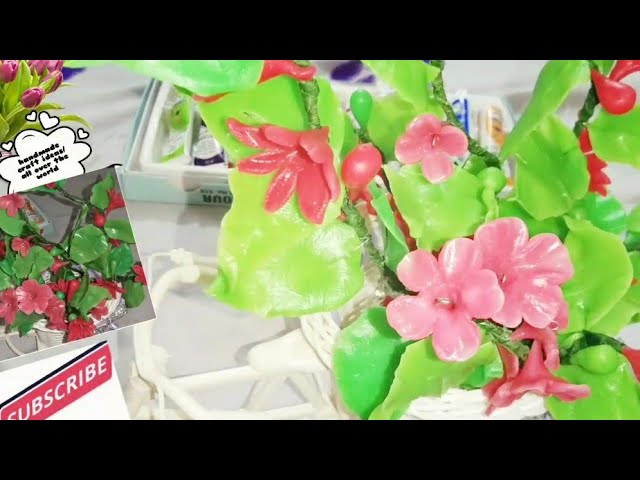 DIY polymer clay,Italian dough flowers,leaves basket tutorial hand made