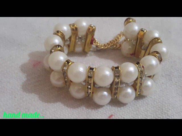 How to make pearl BEADED three layer bracelet tutorial hand made