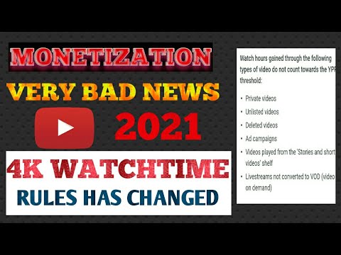 YouTube Monetization Very Bad Update 2021 | 4K Watchtime Rules Has Changed for Monetization